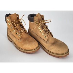 Timberland Tan Leather Work Boots Boys Size 5
